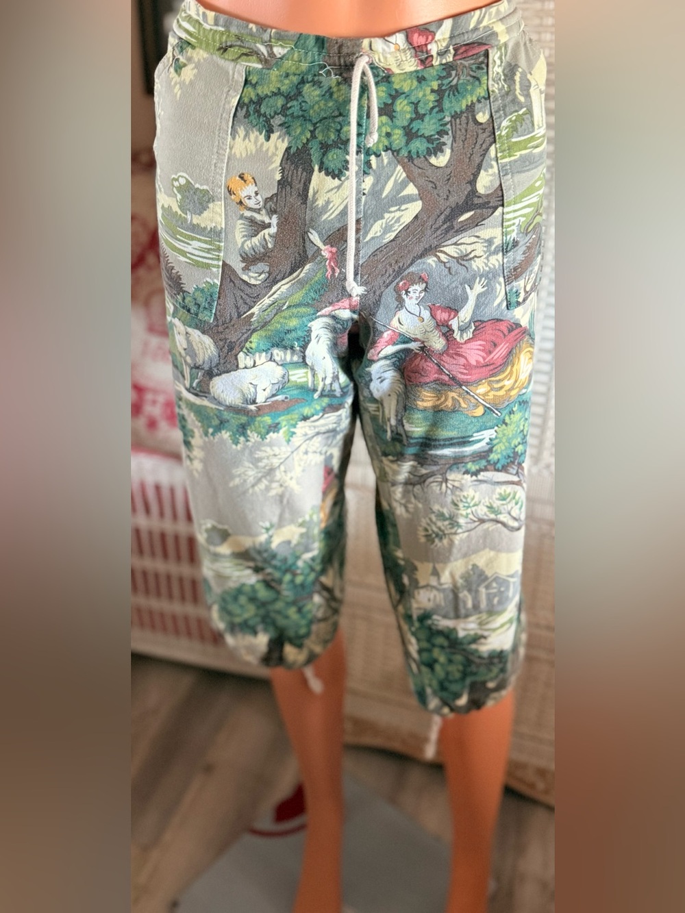 Vintage E V4 European Rococo Patterned Crop Pants Size 16/18 US